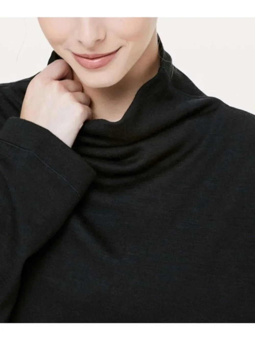 Lululemon Black Principal Dancer Funnel Neck Merino Wool Sweater - 10/12